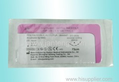 Synethetic absorbable polyglactine suture with needle