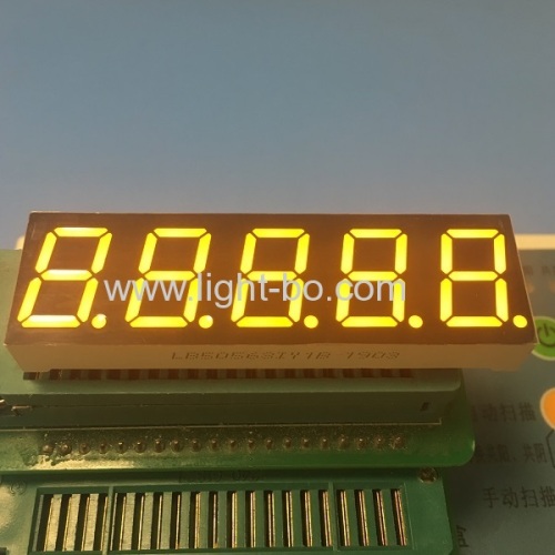 súper brillante amarillo 0.56 "5 dígitos 7 segmentos led pantalla ánodo común para el controlador de proceso