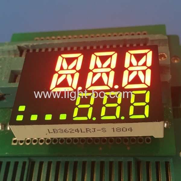 Custom super red / super green two line triple digit 7 segment led display for temperature controller