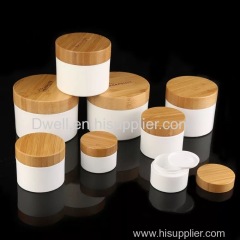 Natural Bamboo Cap with White PP Cream Jar