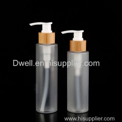 Natural Bamboo Lid Lotion Pump Frosted PETG Bottle