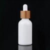 30ml Bamboo Lid With White Ceramic Glass Oil Dropper Bottle