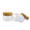 Natural Bamboo Cap with Frosted Glass Cream Jar
