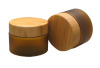 Natural Bamboo Cap with Amber Color PET Cream Jar