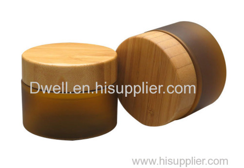 Natural Bamboo Cap with Amber Color PET Cream Jar