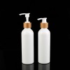 Natural Bamboo Collar PP Press Pump White Aluminum Shampoo Bottle Shower Gel Bottle Lotion Bottle