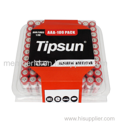 100 PACK Tipsun 1.5V LR03 AAA No.7 Alkaline Battery for remote control