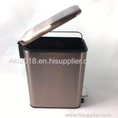 new product ideas 2019 household 5L rectangle trash can rose gold pedal trash bin