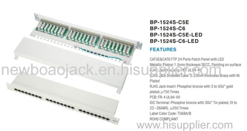 FTP 24 PORTS PATCH PANEL BP-1524-C5E with led