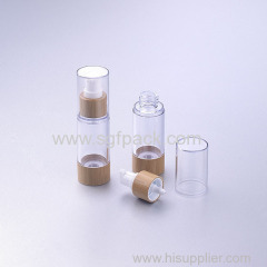 Bamboo packaging Airless Clear plastic Bottle Bamboo cap Cosmetic Empty Packaging bottles