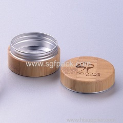 customize bamboo cosmetic packaging bottle jars bamboo jar packaging inner aluminum jars