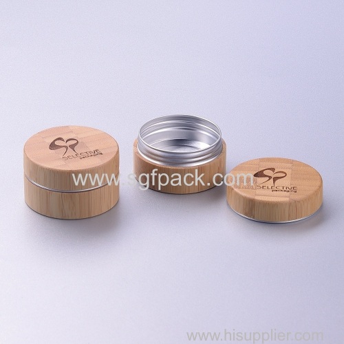 customize bamboo cosmetic packaging bottle jars bamboo jar packaging inner aluminum jars