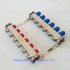 5 Loop Stainless Steel Pex Radiant Heating Manifold with Adjustable Flowmeter