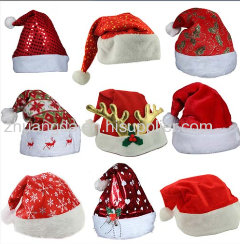 The new Christmas hat Christmas decoration quality super plush ball Christmas hat super thick