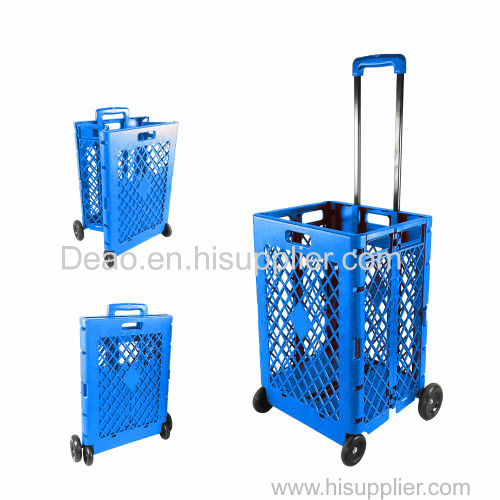 Plastic Shopping Trolley Cart Luggage Mesh Foldable Trolley