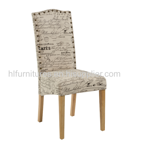 Upholstered Linen Solid Wood Dining Chair Resteraunt Chair with Stud