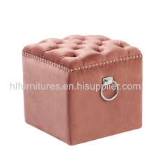 Ring Side Velvet Ottoman Chair with Stud & Buttons for Living Room Chair Restaurant Chair