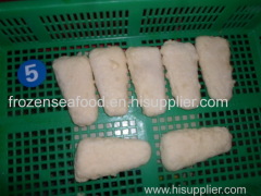 Breaded and prefried pollock fillets skinless boneless