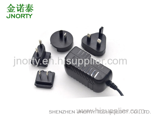 12V3A interchangeable wall plug in power adapter