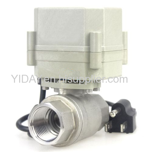 YIDAY SS304 Motorized Ball Valve DC12V CR202 Normally closed Electric Valve, 3/4  Motorized Ball Valve With Male 2.1 x 5