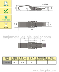 TANJA Nickel plated Stainless steel Flexible Damping Toggle Latch With side hole for Medical equipment