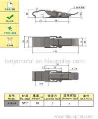 TANJA Electrophoretic paint/Zinc plated Draw Latch for Medical equipment Without catch latches manufacturer