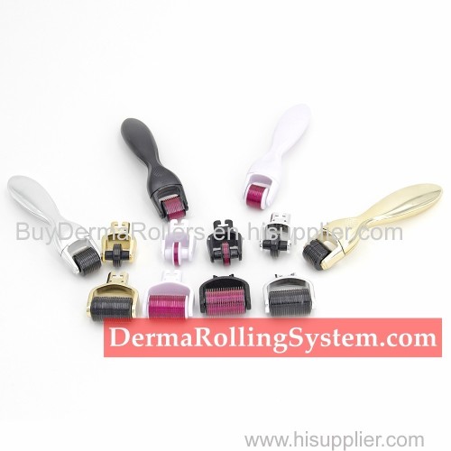 3 in 1 derma roller 3 separate roller heads of different needle count 180c 600c 1200c micro needle skin roller
