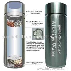 304 stainless steel Bluekangen Alkaline bottle/flask+ dual energy filter replacement+gifted cylinder box