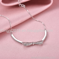 Design Your Own Jewelry | Bow Charm Bracelet Silver | Clear Zirconia Bracelets
