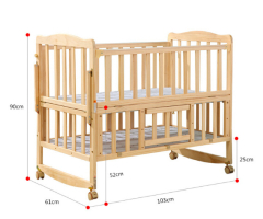 Big solid wooden crib blue baby bed baby foldable cot