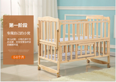 Big solid wooden crib blue baby bed baby foldable cot