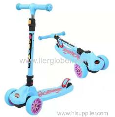 Foldable 3 wheel baby child kick scooter with light and music for kids
