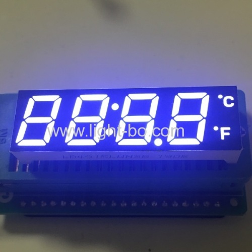 Customized ultra white 12mm 4 digit 7 segment led display common cathode for temperature control