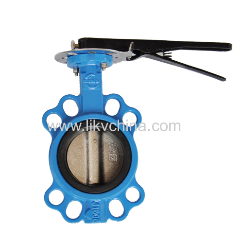 wafer type rubber seated butterfly valve with handle lever