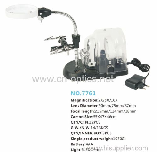 RECHARGEABLE TABLETOP FASTEN BY BOLT TYPE AND AUXILIARY INTERCHANGEABLE LENS WITH LED MAGNIFIER