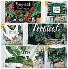 Hot Sale Tropical Plant Pattern Wall Cloth Hanging Tapestry Beach Towel Yoga Picnic Mat High Quality Tapestry