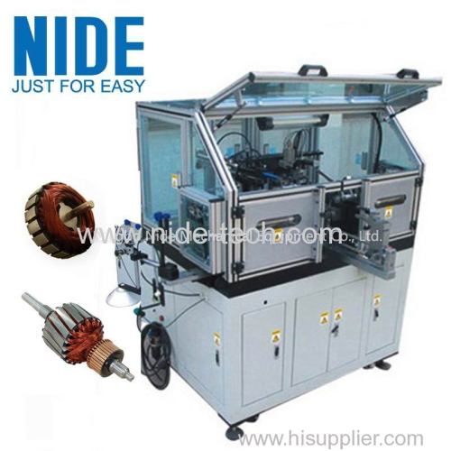 AUTOMATIC INDEXING HOOKING DUAL FLYER ARMATURE WINDING MACHINE FOR OIL PUMP MOTOR AUTO COOLING FAN MOTOR