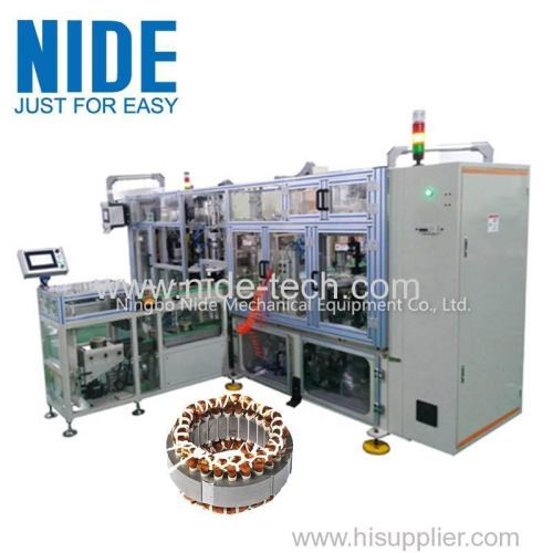 High effeciency fully automatic four working stations stator coil lacing machine