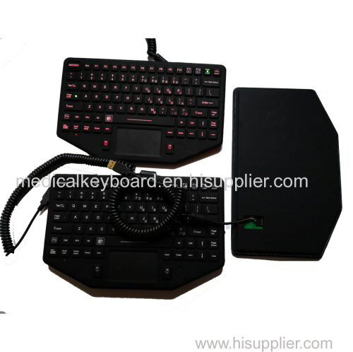 IP65 silicone OEM military use keyboard with touchpad and 88 keys