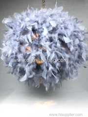 Non elec large feather pendant gray