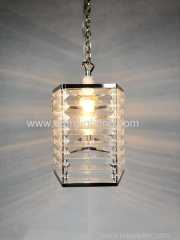 Non Elec Pendant Pentagon Chome & Clear Beads