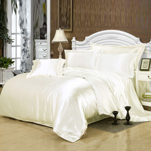 100% pure satin silk bedding set bedclothes duvet cover flat sheet pillowcases Unit Price $24.37