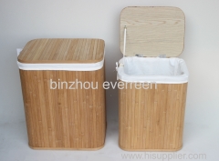 Bamboo storage basket with removable liner. bamboo hamper. bamboo box. bamboo laundry basket