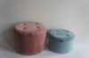 Round storage ottoman with removable lid. storage footstool. pouf. box.
