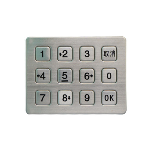 Anti-vandal access control matrix keypad/kiosk keypad with 12 button digital keypad