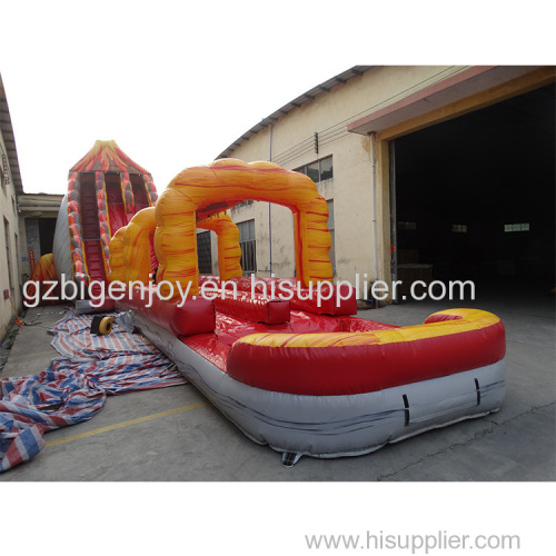 Commercial Amusement Park Giant Inflatable Volcano Water Slip Slide with Pool