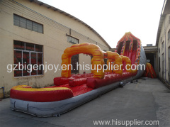 Commercial Amusement Park Giant Inflatable Volcano Water Slip Slide with Pool