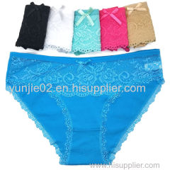 Yun Meng Ni New Style Young Girls Sexy Photo Women Cotton Panties with Lace and Bow Beautiful Briefs Lingerie Women