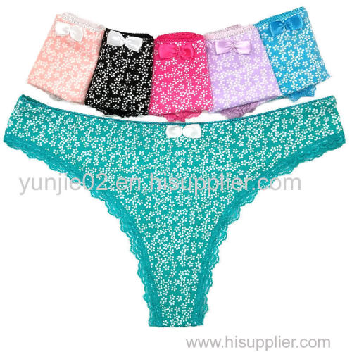 Sexy Girls Cotton Print Thong Underwear Women G-string Underwear Sexy Lingerie