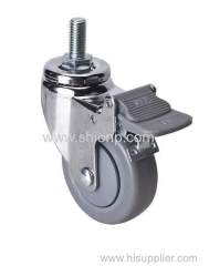 Chrome 3" 70Kg Threaded Brake TPE Caster